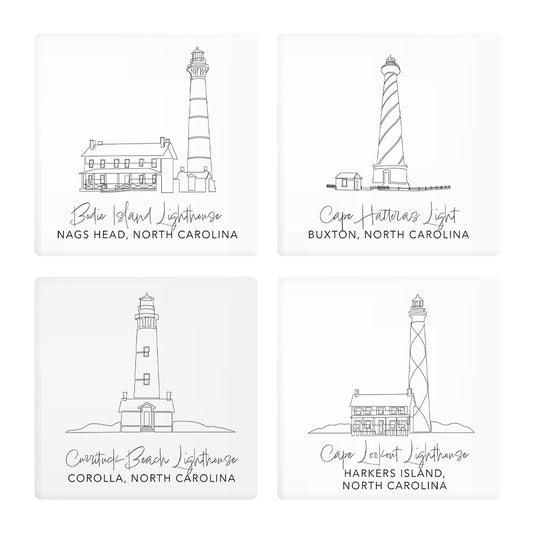 North Carolina Lighthouses| Absorbent Coasters | Set of 4 | Min 2