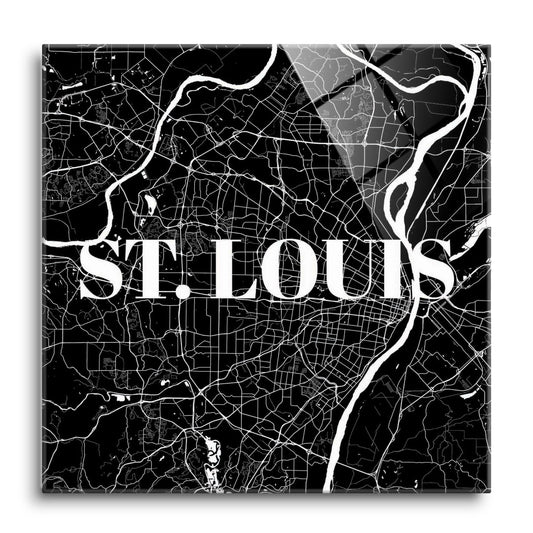 Minimalist B&W Missouri St Louis Map | Hi-Def Glass Art | Eaches | Min 1