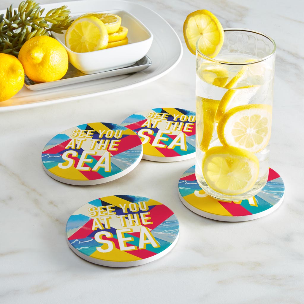 See You At The Sea | Absorbent Coasters | Set of 4 | Min 2