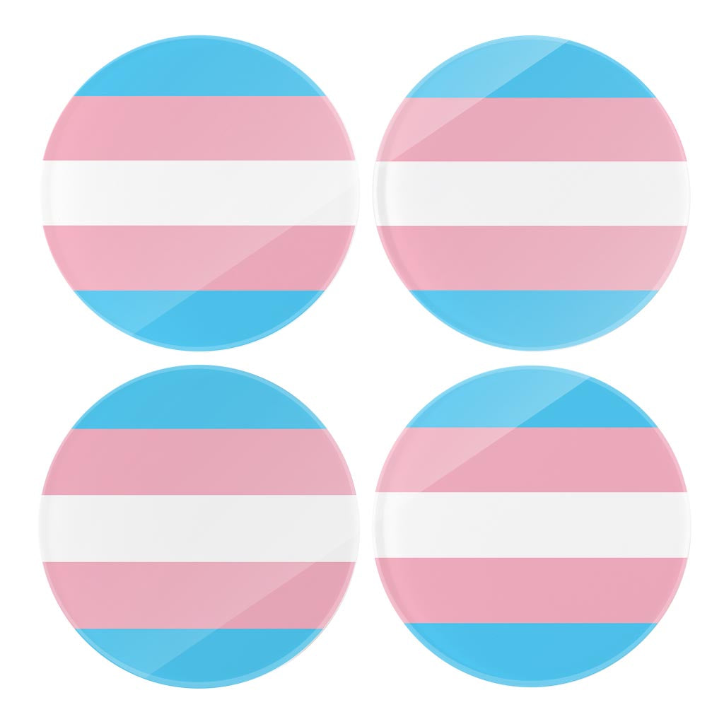Transgender Pride Flag Colors | Hi-Def Glass Coasters | Set of 4 | Min 2