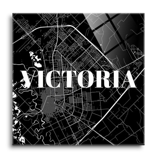 Minimalistic B&W Texas Victoria Map | Hi-Def Glass Art | Eaches | Min 1