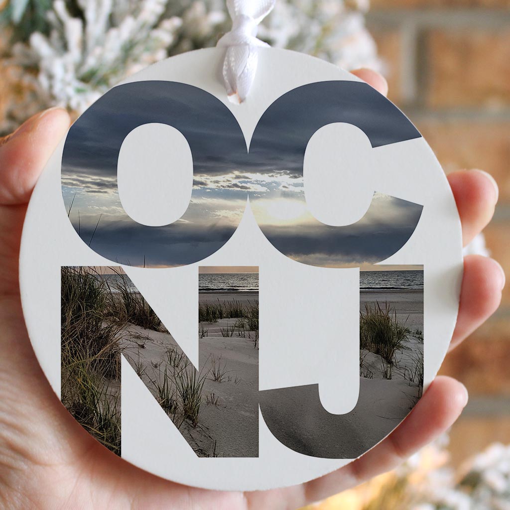 OCNJ Photo With Text | Wood Ornament | Eaches | Min 6
