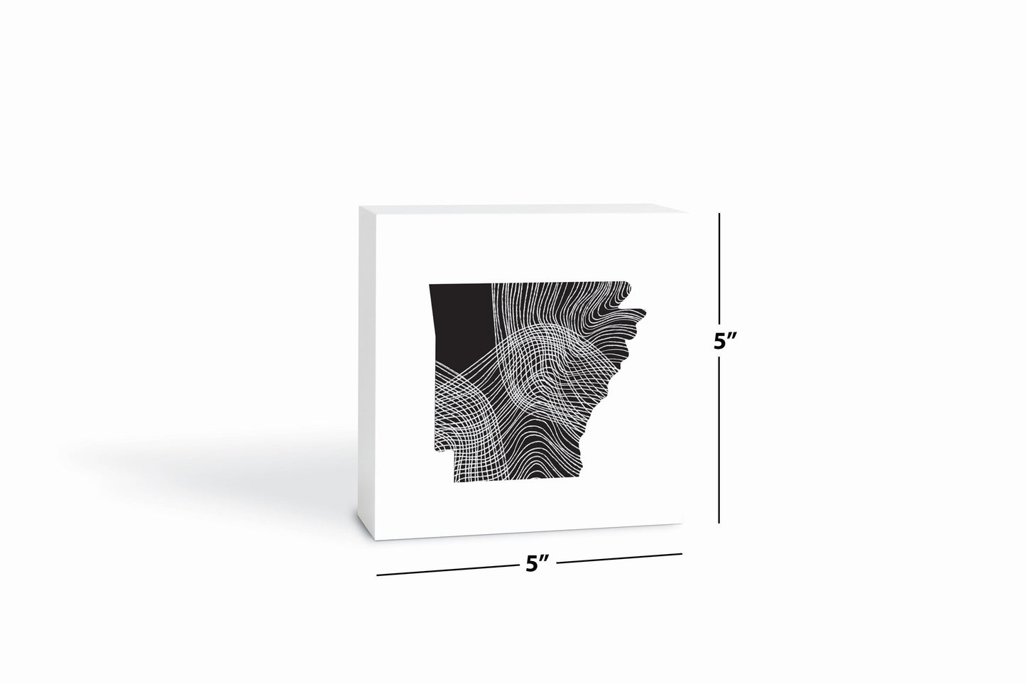 B&W Minimalist Arkansas Fluid Lines | Wood Block | Eaches | Min 4