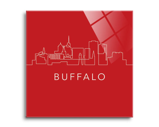 Red White And Blue New York Buffalo Skyline | Hi-Def Glass Art | Eaches | Min 2