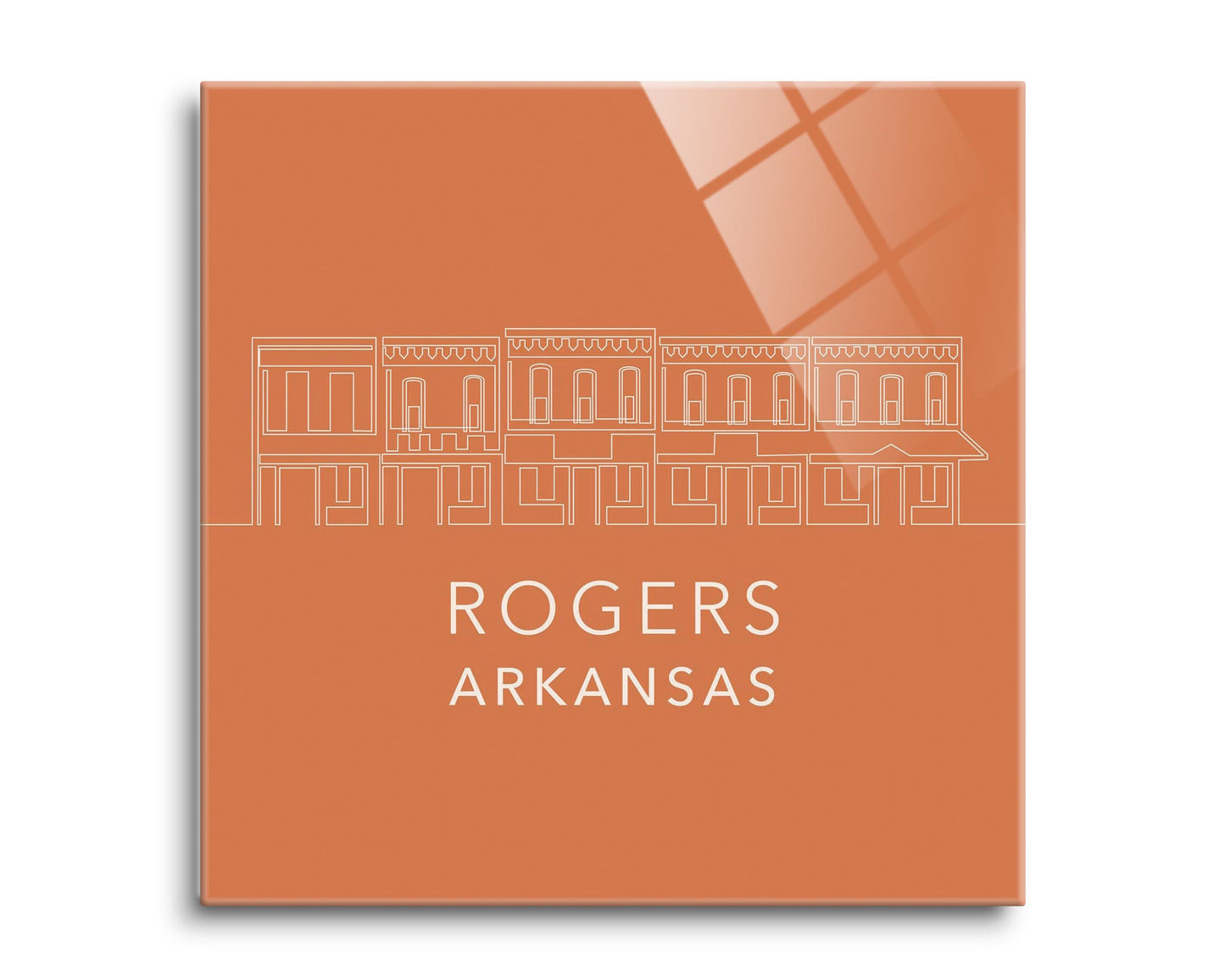 Modern Minimalist Arkansas Rogers Skyline | Hi-Def Glass Art | Eaches | Min 2