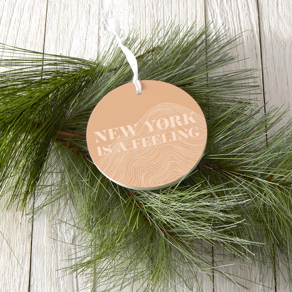 Modern Minimalist New York Is A Feeling | Wood Ornament | Eaches | Min 6