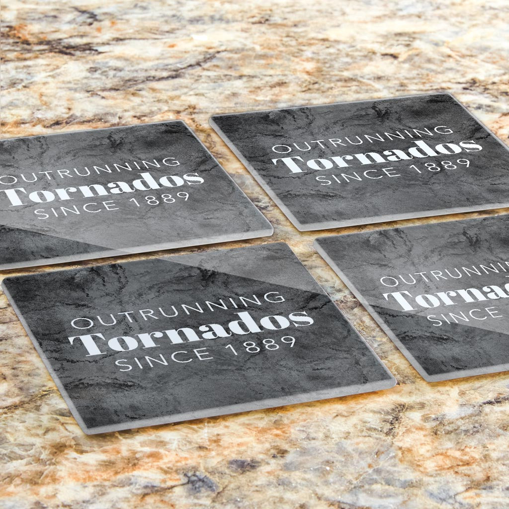 Modern Oklahoma Tornado Saying | Hi-Def Glass Coasters | Set of 4 | Min 2