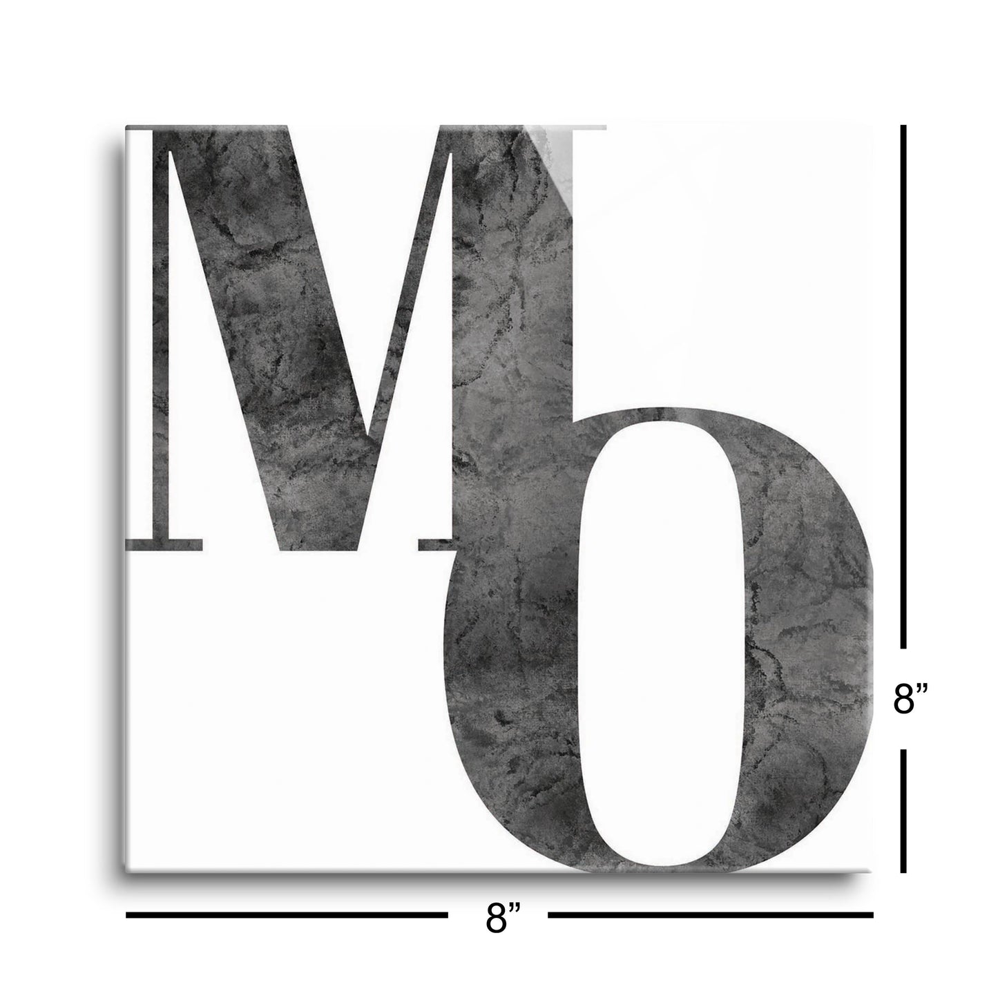 Minimalist B&W Missouri White Initials | Hi-Def Glass Art | Eaches | Min 2
