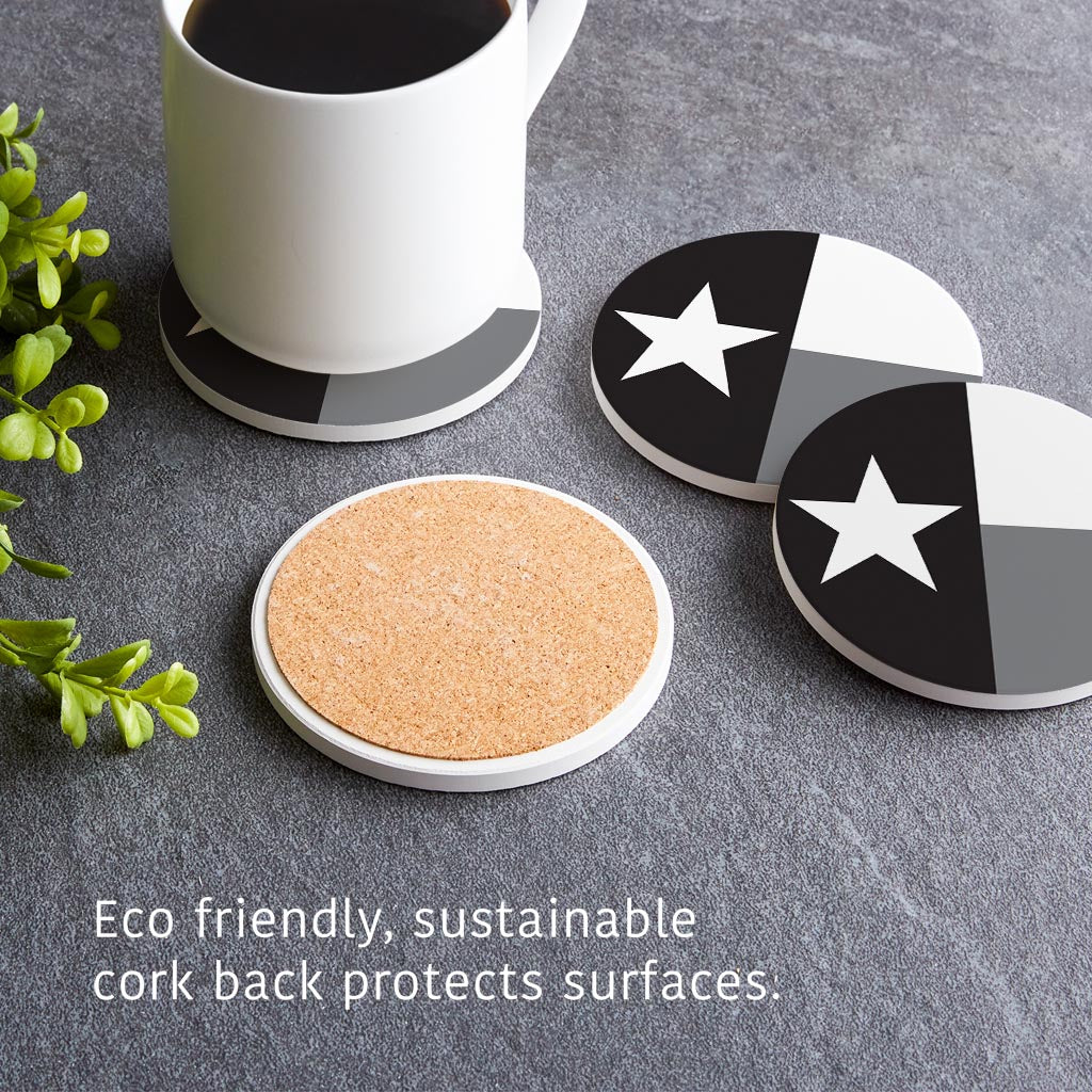Minimalistic B&W Texas State Flag| Absorbent Coasters | Set of 4 | Min 2