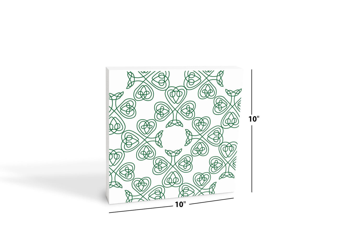 White Green Shamrock Pattern | Wood Block | Eaches | Min 2