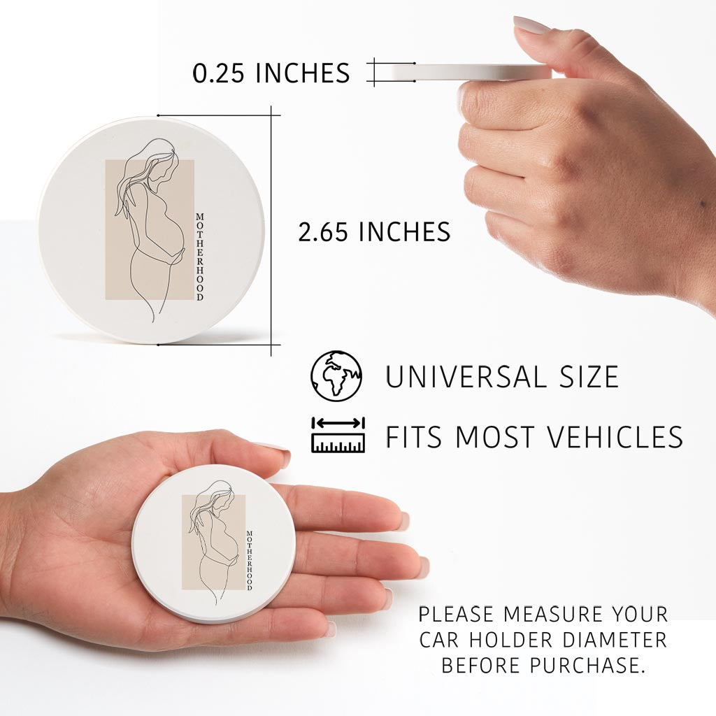 Modern Minimalist Mothers Day Pregnancy | Absorbent Car Coasters | Set of 2 | Min 4