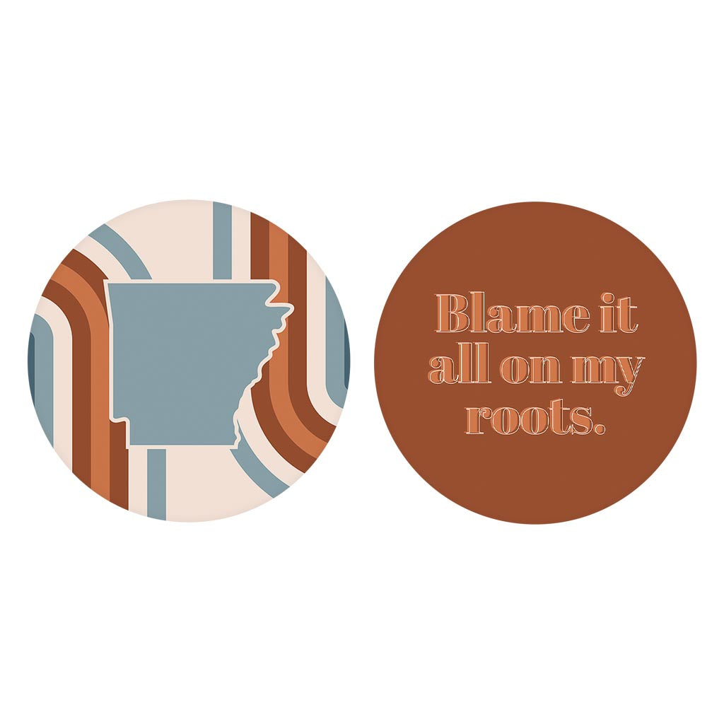 Modern Minimalist Arkansas State Shape Roots| Absorbent Car Coasters | Set of 2 | Min 4
