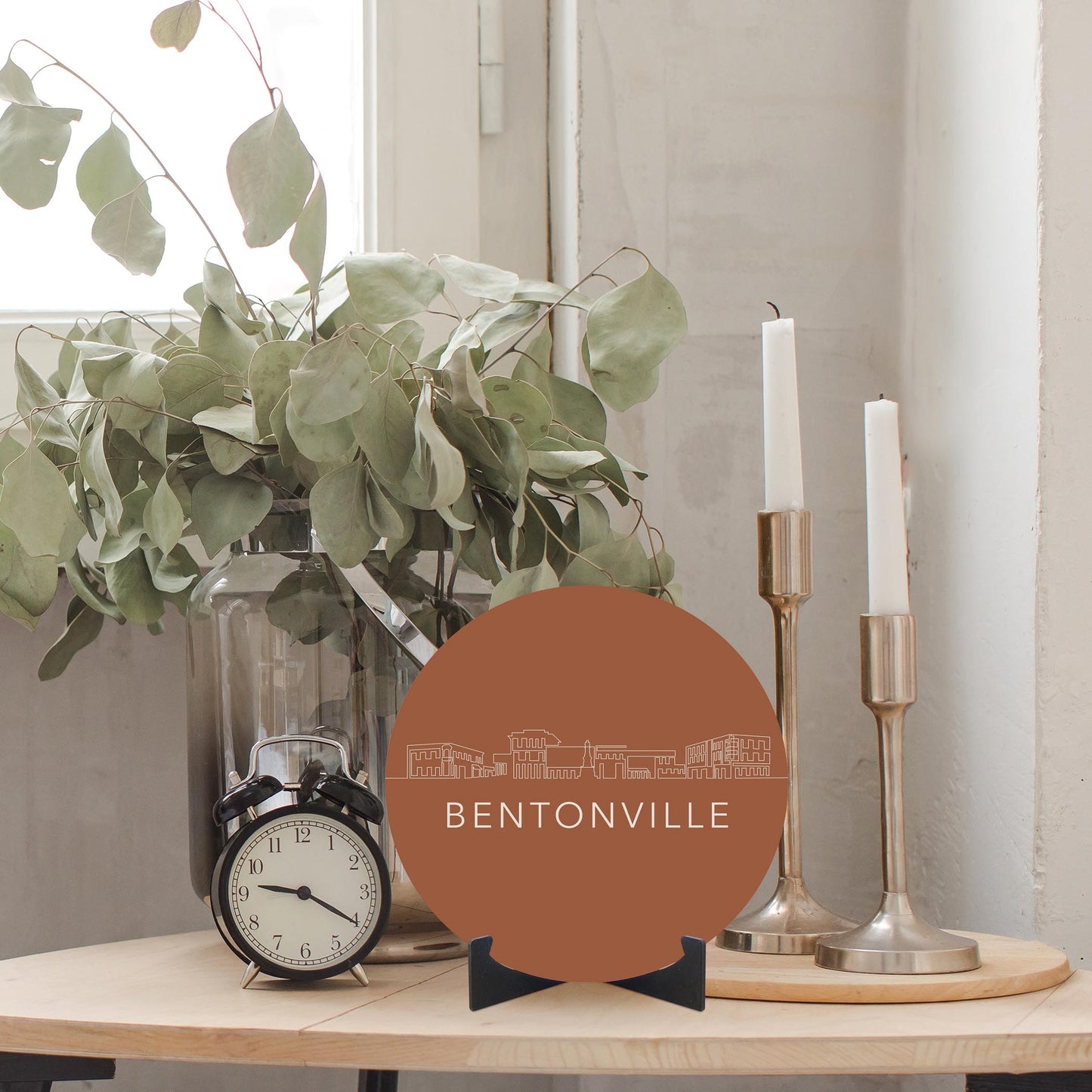 Modern Minimalist Arkansas Bentonville Skyline | Wood Sign | Eaches | Min 1