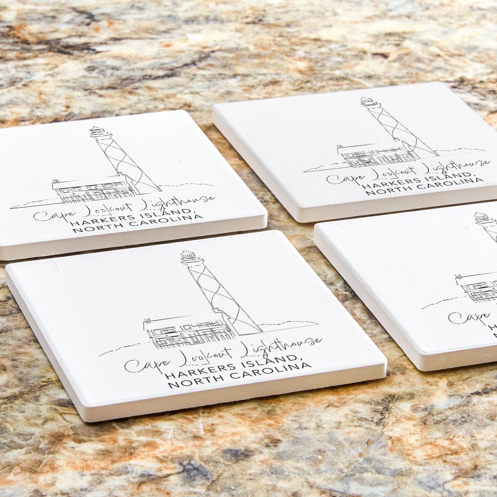 Cape Lookout Lighthouse | Absorbent Coasters | Set of 4 | Min 2