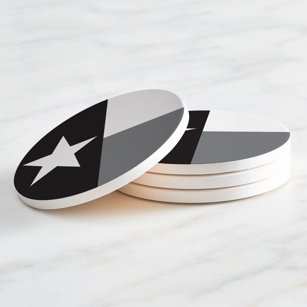 Minimalistic B&W Texas State Flag| Absorbent Coasters | Set of 4 | Min 2