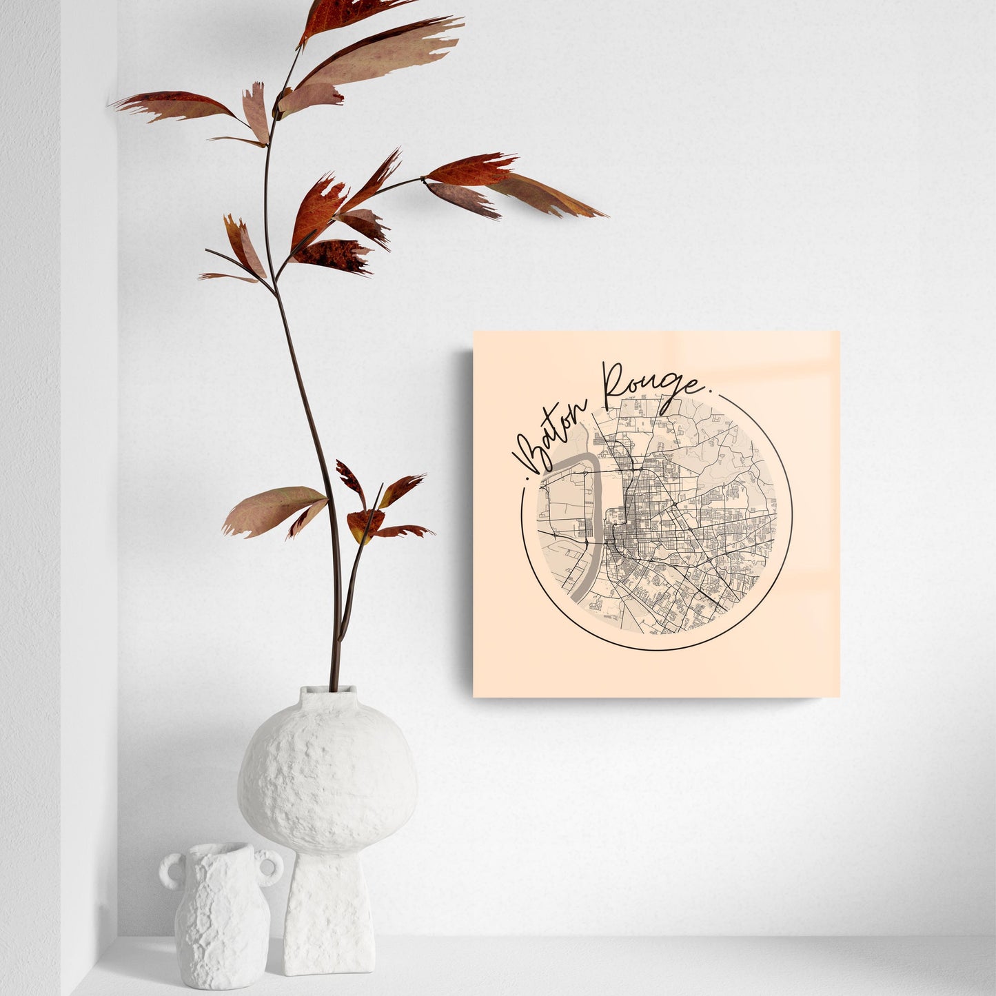 Louisiana Colorful Baton Rouge Circle Map | Hi-Def Glass Art | Eaches | Min 2