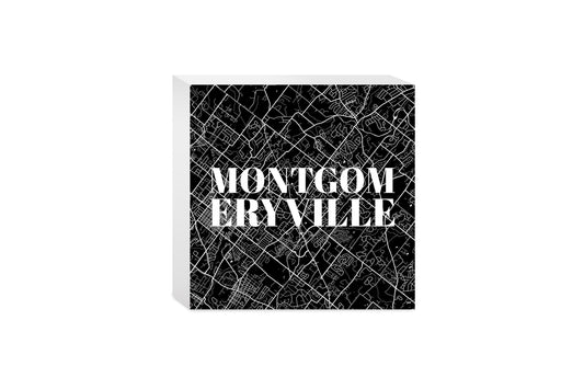Minimalistic B&W Pennsylvania Montgomeryville Map| Wood Block | Eaches | Min 4