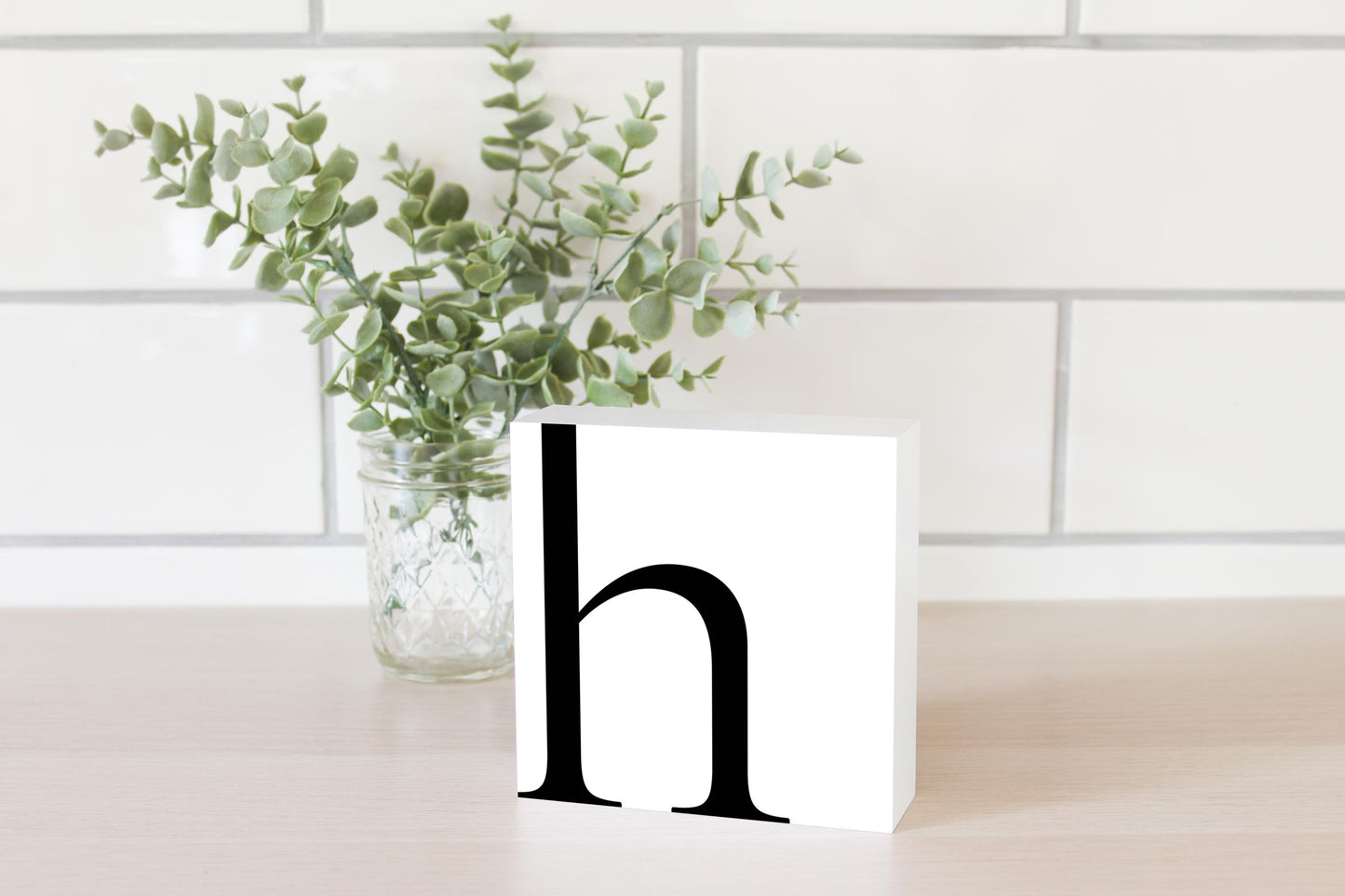 Minimal Monogram H| Wood Block | Eaches | Min 4