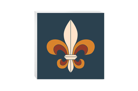 Modern Minimalist Louisiana Colorful Fleu De Lis | Wood Block | Eaches | Min 2