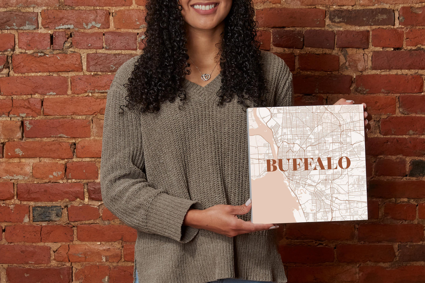 Modern Minimalist New York Buffalo Map | Wood Block | Eaches | Min 2