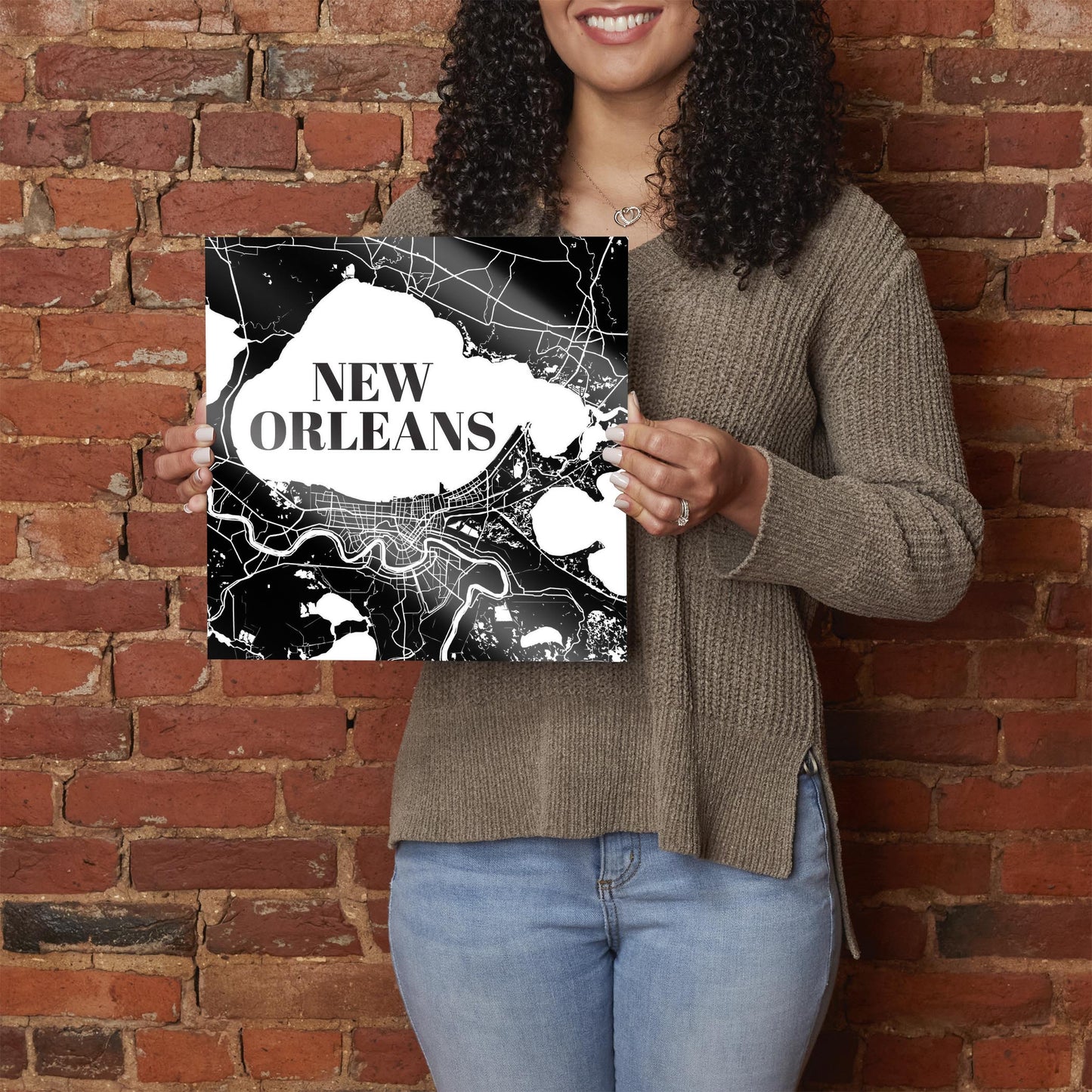 Modern Louisiana New Orleans Map | Hi-Def Glass Art | Eaches | Min 1