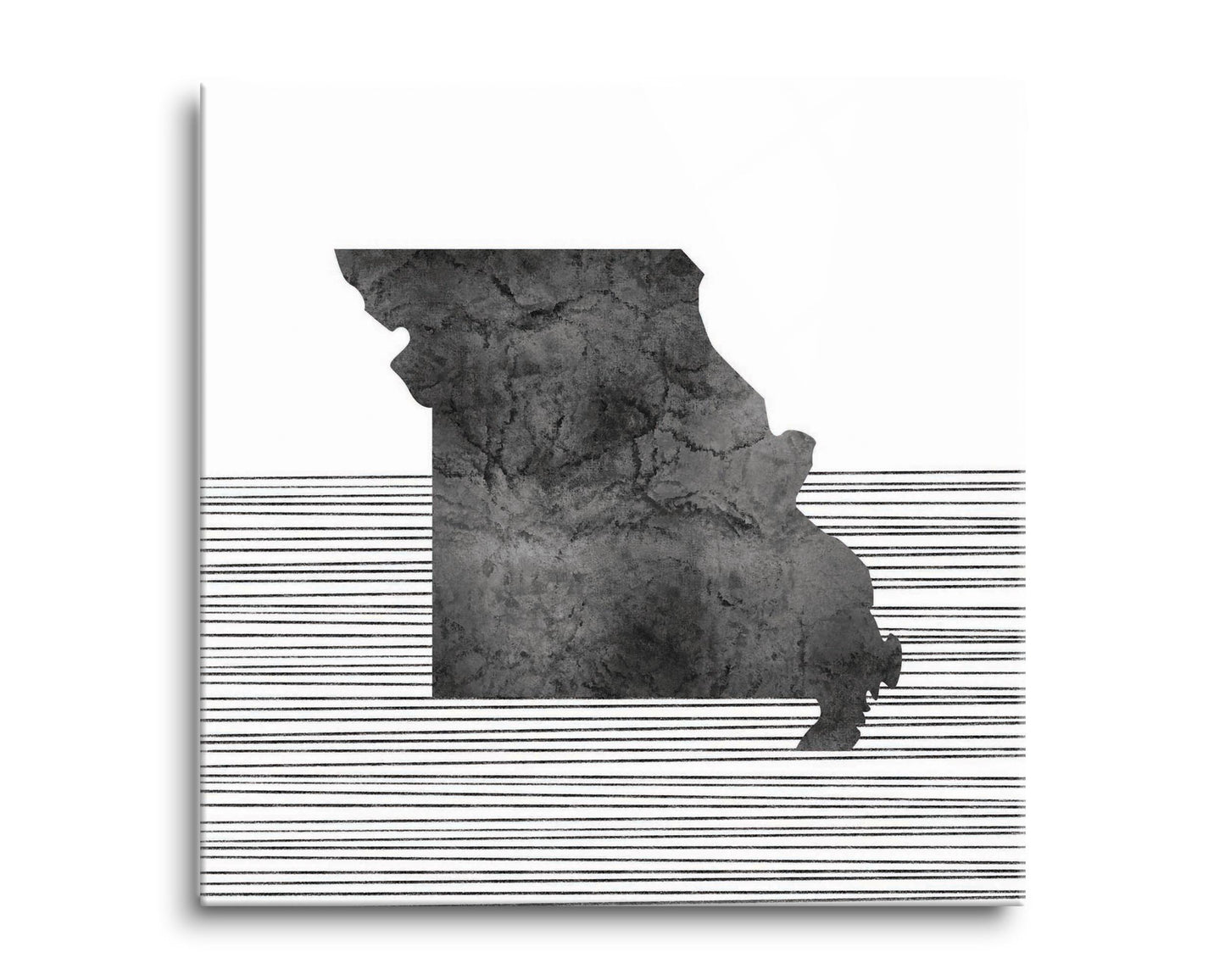 Minimalist B&W Missouri State With Straight Lines | Hi-Def Glass Art | Eaches | Min 2