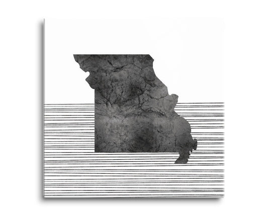 Minimalist B&W Missouri State With Straight Lines | Hi-Def Glass Art | Eaches | Min 2