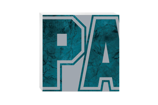 Modern Minimalist Pennsylvania Grey Initials | Wood Block | Eaches | Min 2