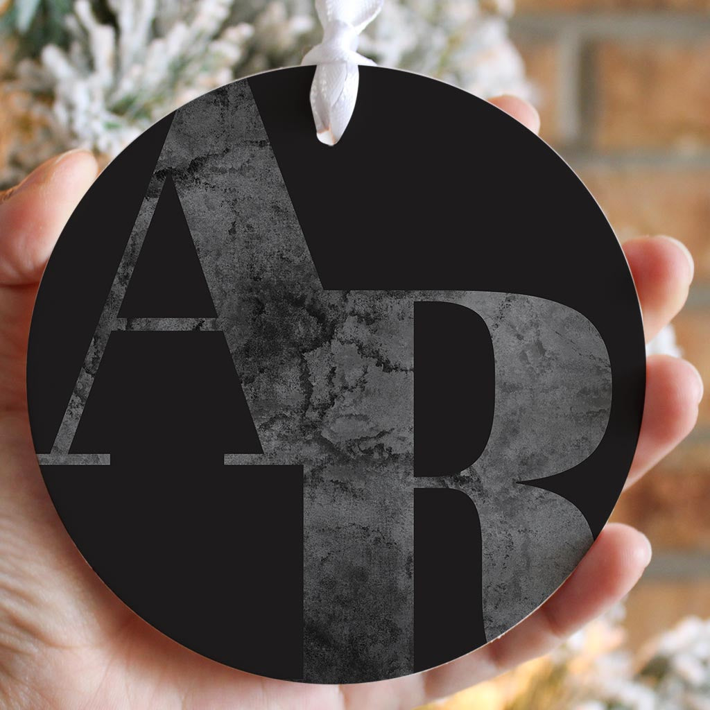 B&W Minimalist Arkansas Black Initials | Wood Ornament | Eaches | Min 6