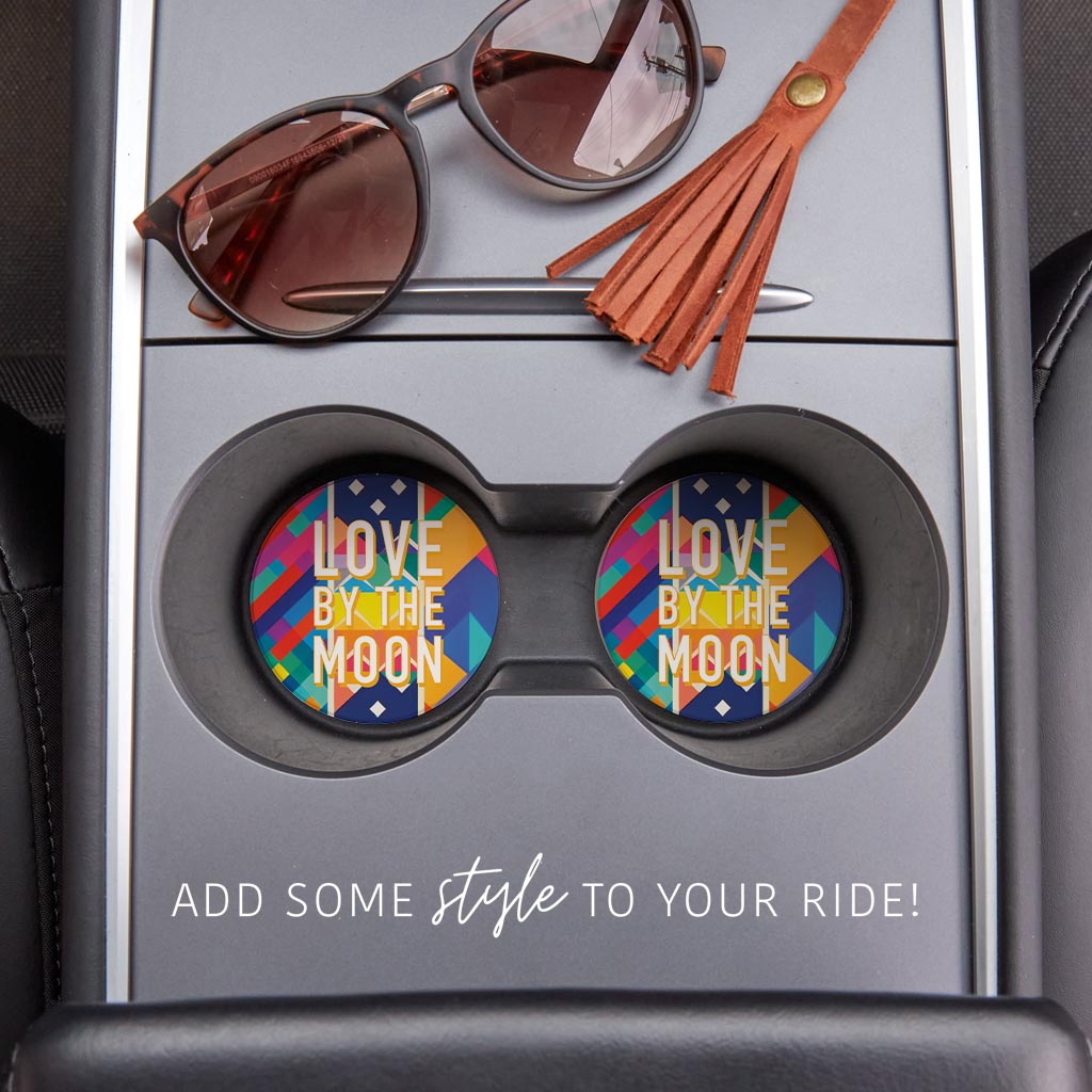 Love By The Moon | Absorbent Car Coasters | Set of 2 | Min 4