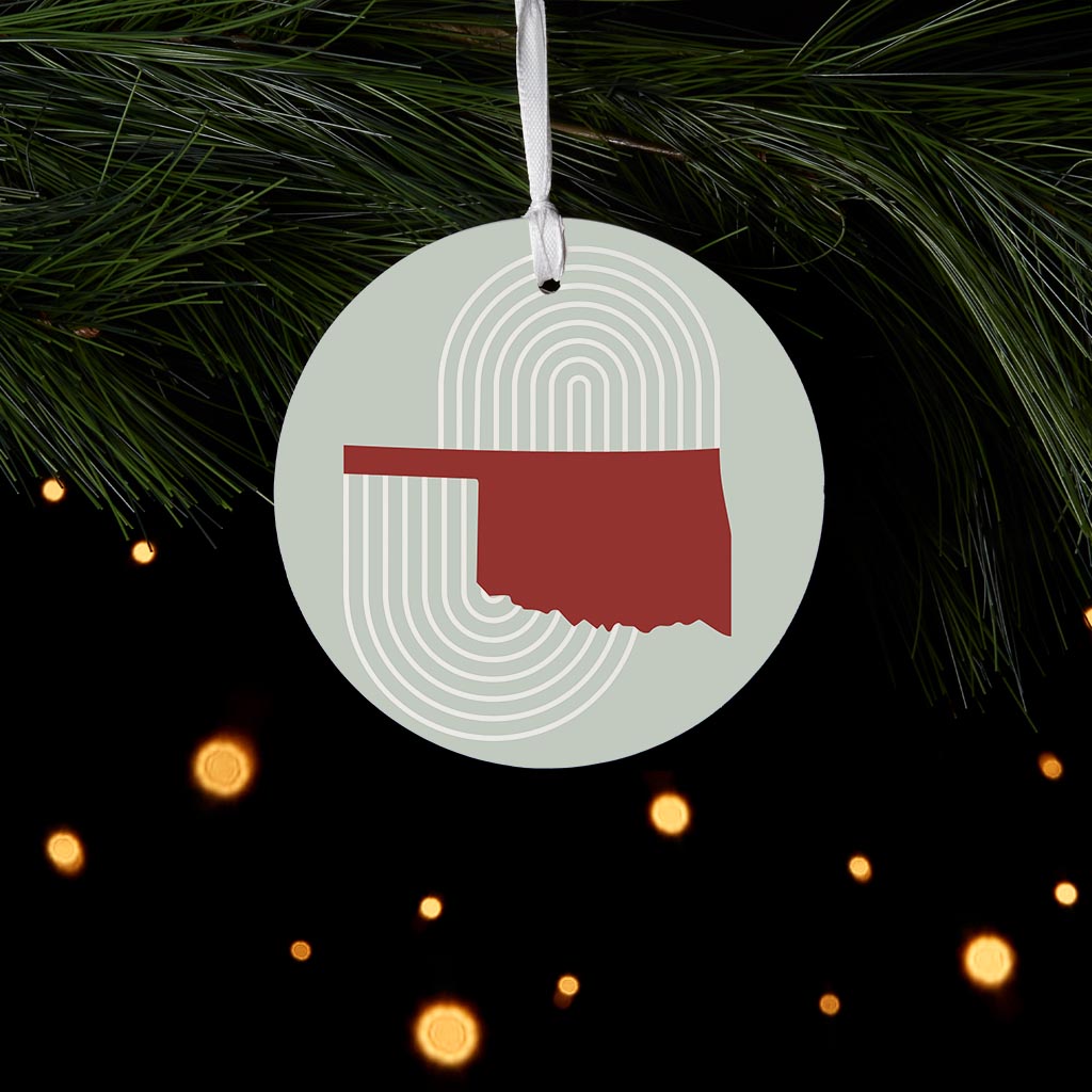 Modern Minimalist Oklahoma Retro State Shape| Wood Ornament | Eaches | Min 6
