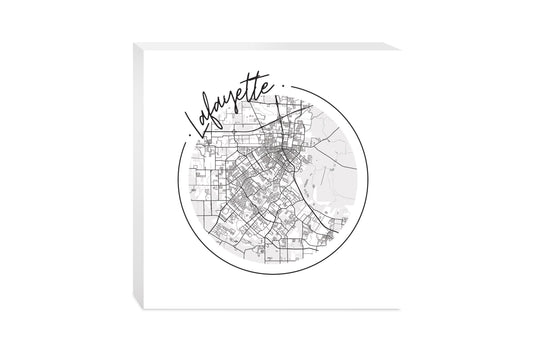 Modern Louisiana Lafayette Circle Map | Wood Block | Eaches | Min 2