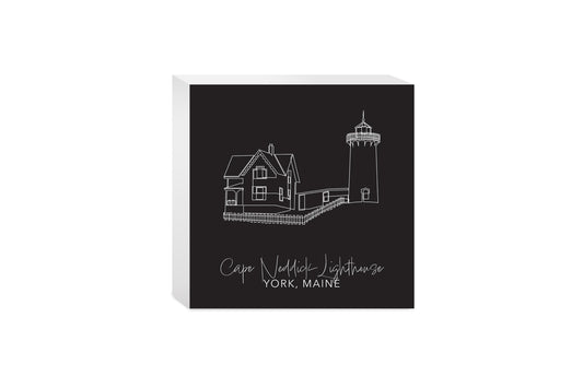 Black Cape Neddick Lighthouse| Wood Block | Eaches | Min 4