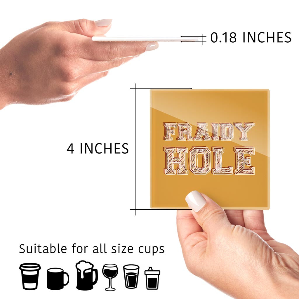 Modern Minimalist Oklahoma Fraidy Hole | Hi-Def Glass Coasters | Set of 4 | Min 2