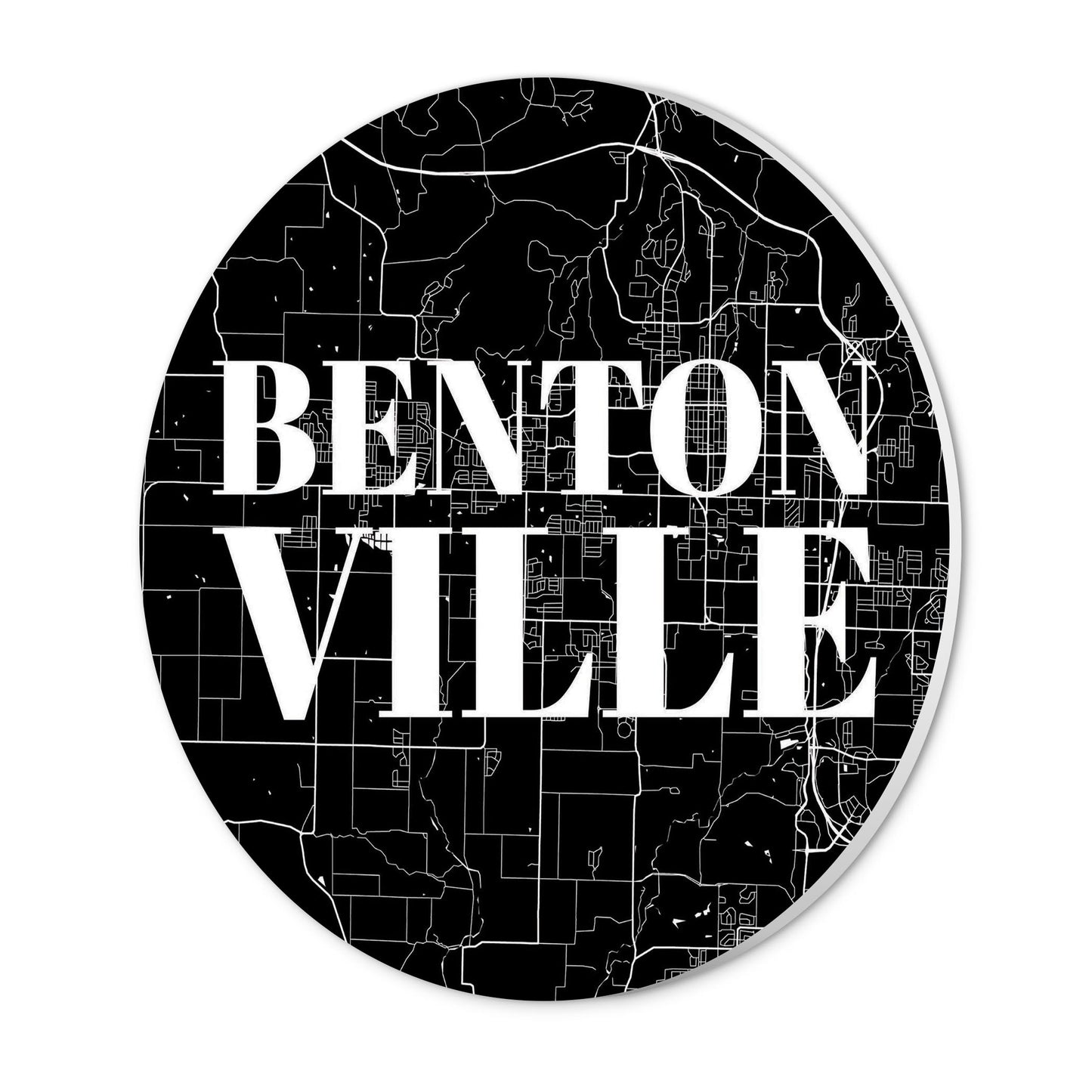 Minimalist B&W Arkansas Bentonville Map | Wood Sign | Eaches | Min 1