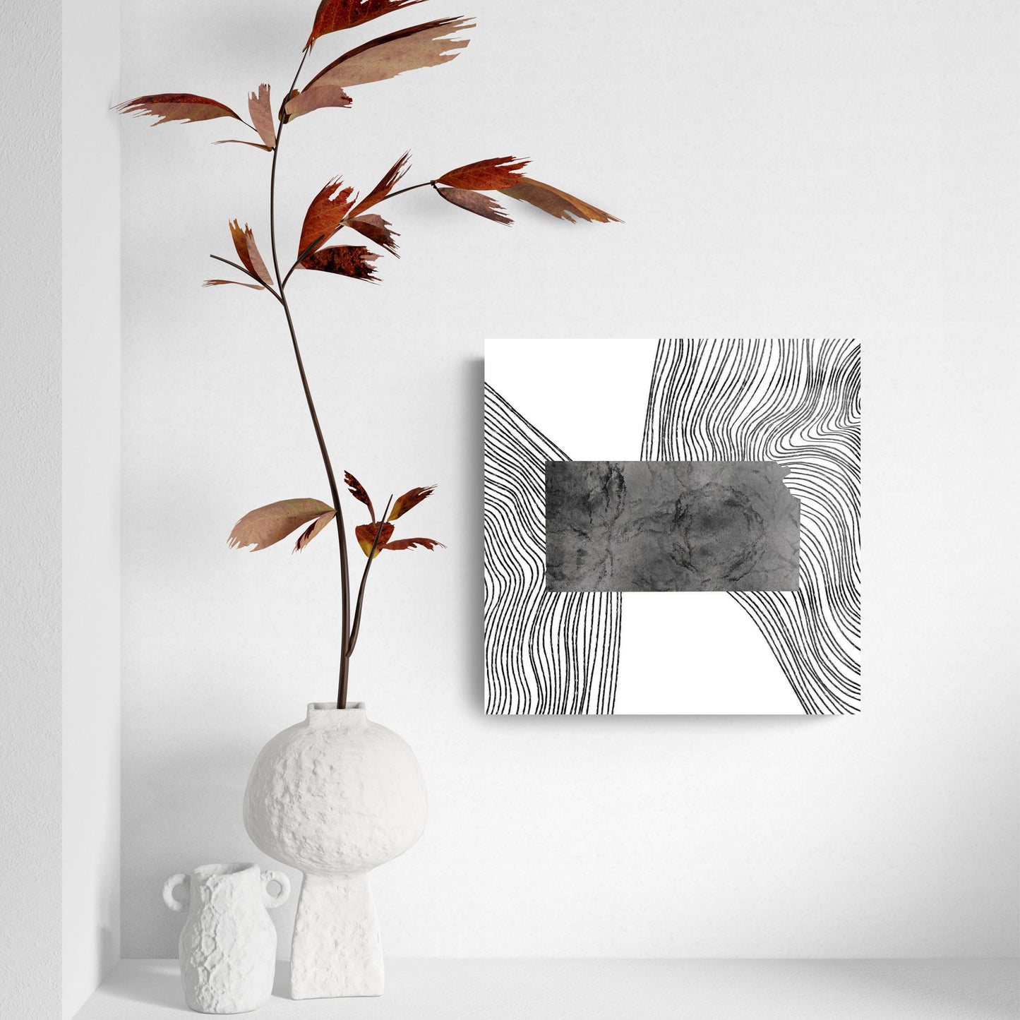 Minimalist B&W Kansas State With Fluid Lines | Hi-Def Glass Art | Eaches | Min 2