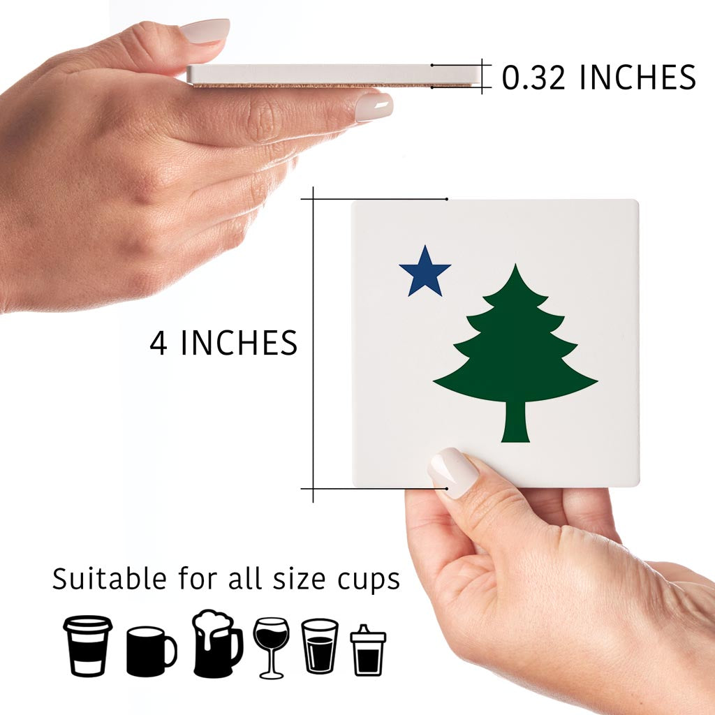 New England Star And Tree | Absorbent Coasters | Set of 4 | Min 2
