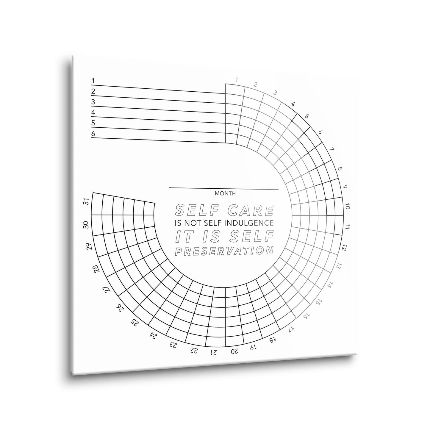 Self Care Monthly Habit Tracker | Hi-Def Glass Art | Eaches | Min 1