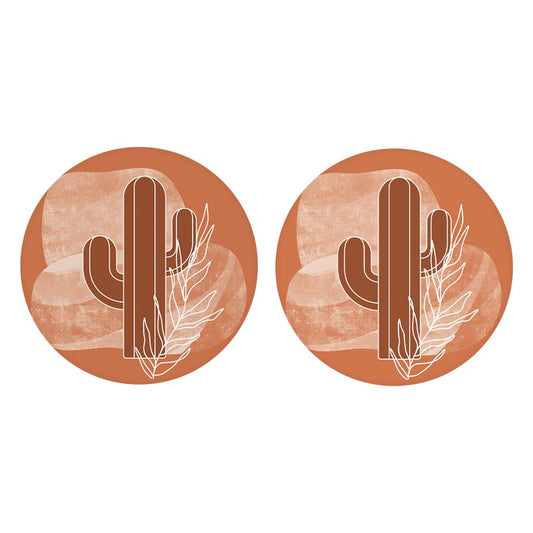 Modern Minimalist Texas Cactus | Absorbent Car Coasters | Set of 2 | Min 4
