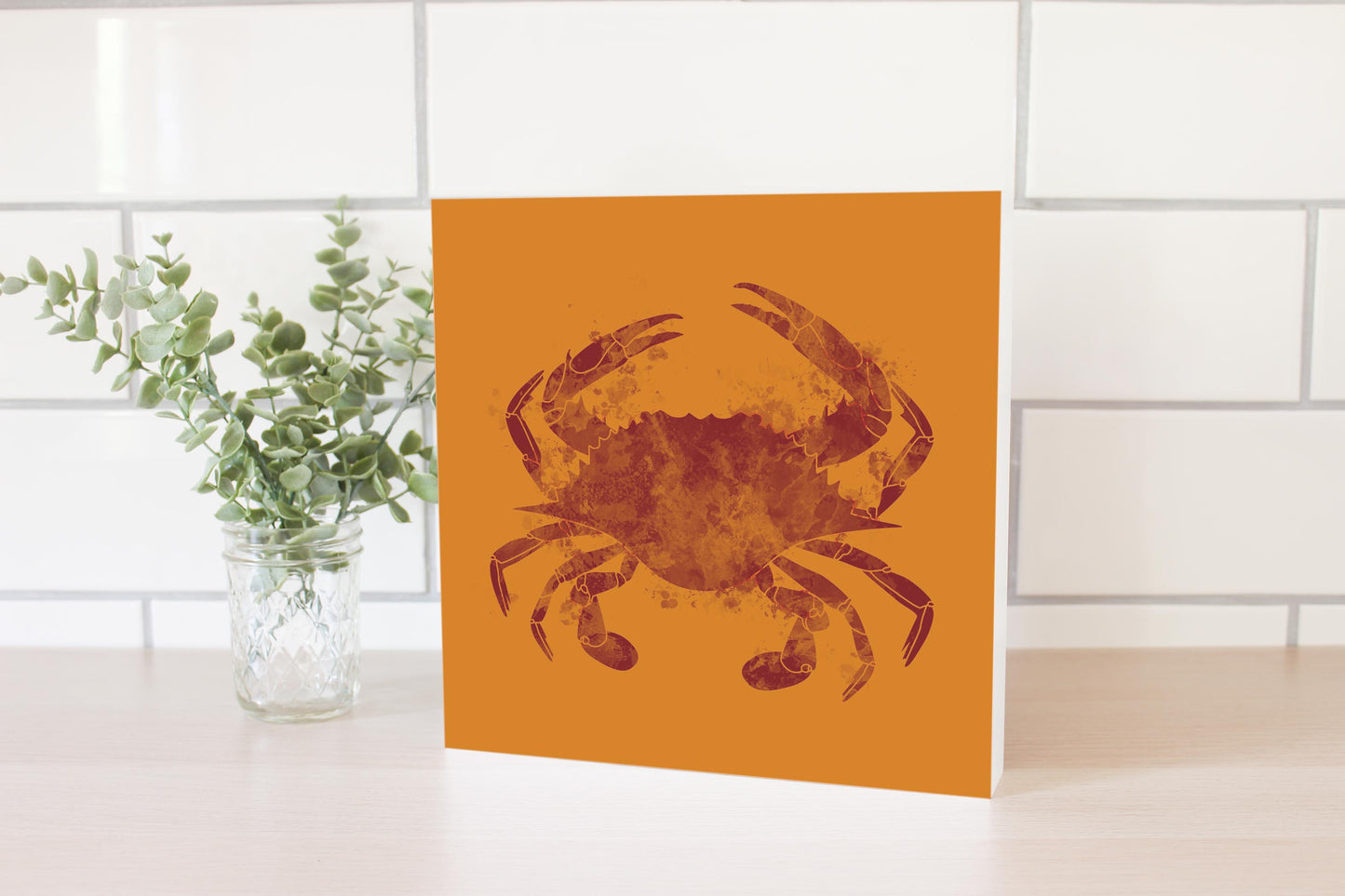 Louisiana Colorful Water Color Blue Crab | Wood Block | Eaches | Min 2