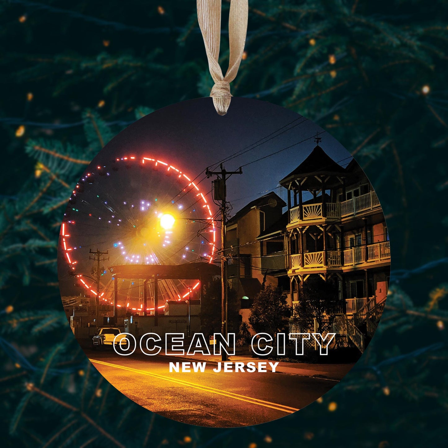 OCNJ Photo With Text | Wood Ornament | Eaches | Min 1