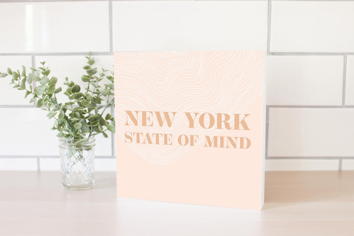 Modern Minimalist New York State Of Mind | Wood Block | Eaches | Min 2