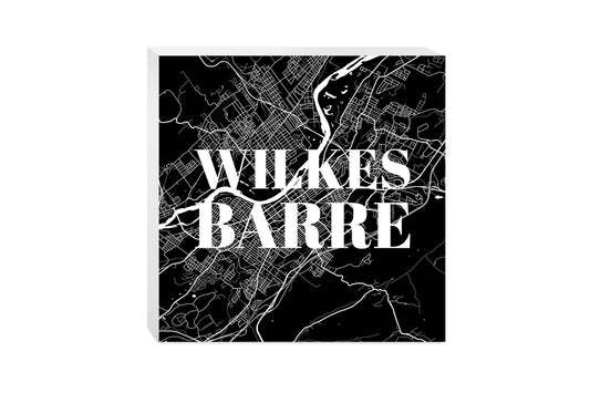 Minimalistic B&W Pennsylvania Wilkes Barre Map | Wood Block | Eaches | Min 2