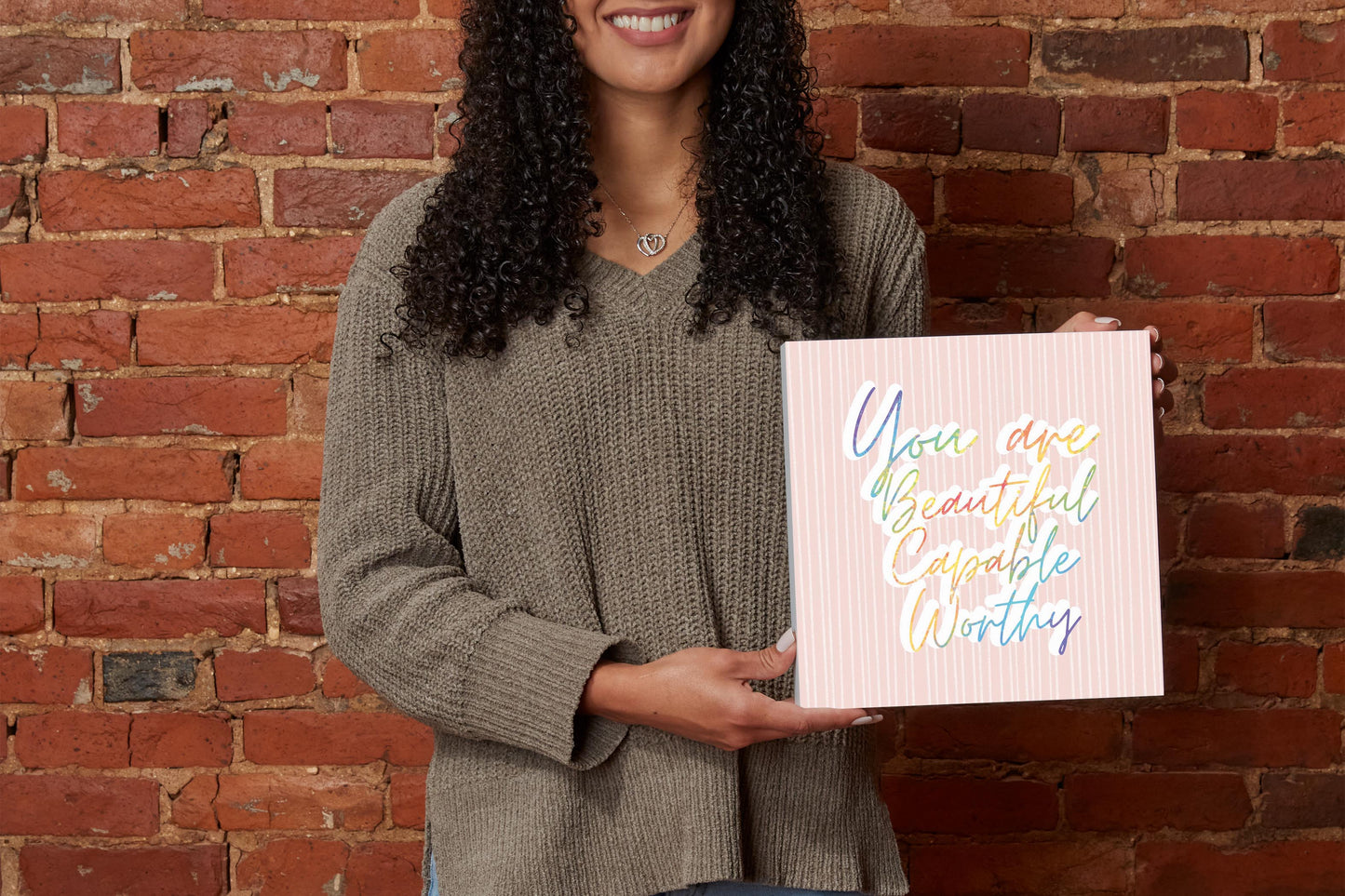 You Are Beautiful Capable Worthy | Wood Block | Eaches | Min 2