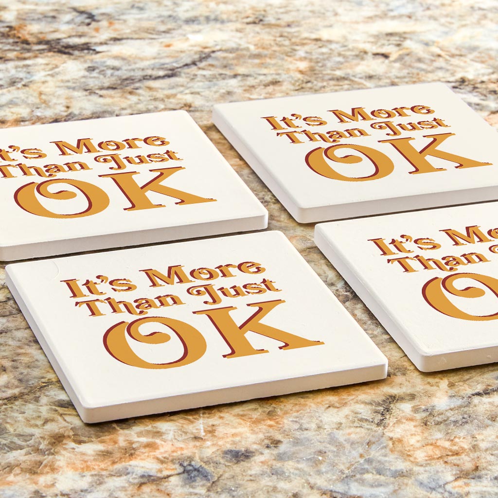 Modern Minimalist Oklahoma More Than Just Ok | Absorbent Coasters | Set of 4 | Min 2