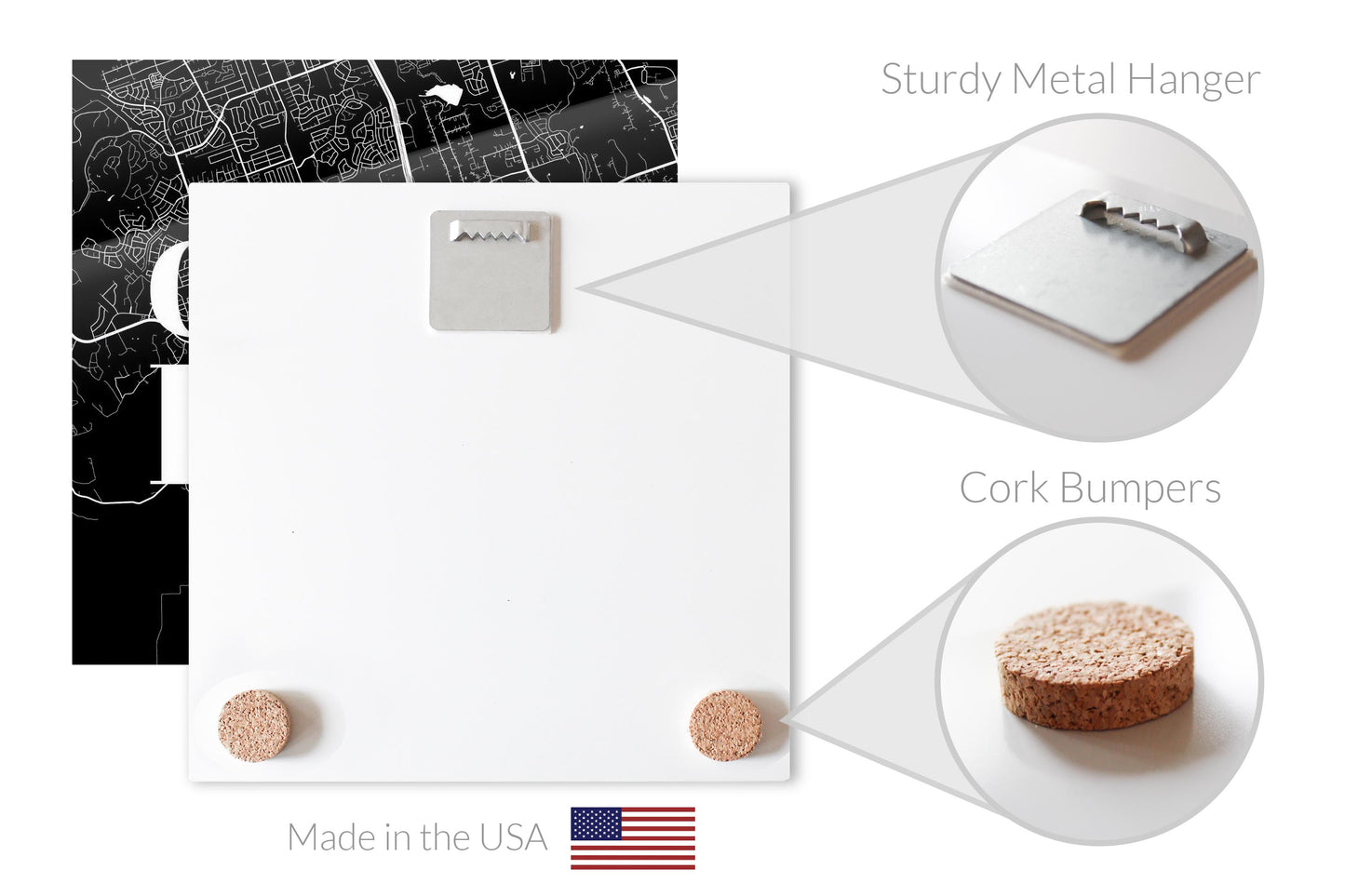 Minimalistic B&W Texas Cedar Park Map | Hi-Def Glass Art | Eaches | Min 1