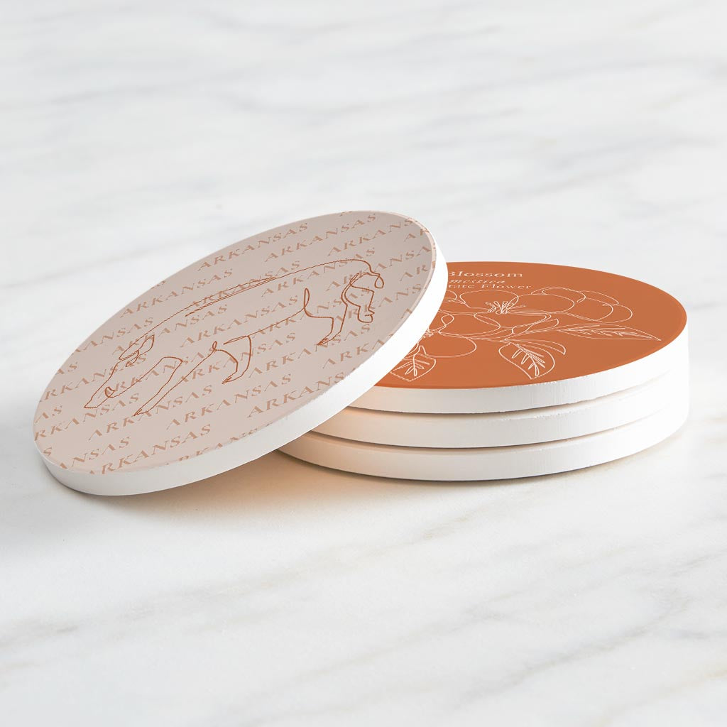 Modern Minimalist Arkansas Animal Line Drawings | Absorbent Coasters | Set of 4 | Min 2