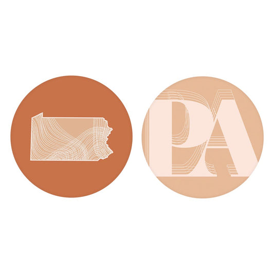 Modern Minimalist Pennsylvania State Initials | Absorbent Car Coasters | Set of 2 | Min 4