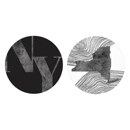 Minimalistic B&W New York Initials State | Absorbent Car Coasters | Set of 2 | Min 4