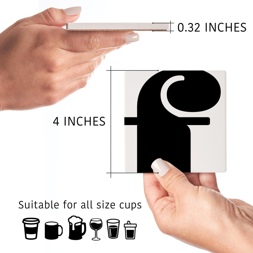 Fun Chunky Monogram F | Absorbent Coasters | Set of 4 | Min 2